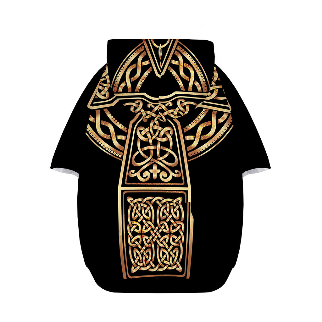 Gold Celtic Knot Cross Print Dog Zip Up Hoodie