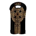 Gold Celtic Knot Cross Print Double Neoprene Wine Tote