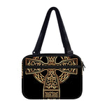 Gold Celtic Knot Cross Print Double Strap Bible Bag