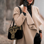 Gold Celtic Knot Cross Print Double Strap Bible Bag