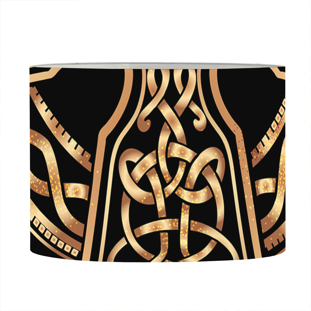 Gold Celtic Knot Cross Print Drum Lamp Shade