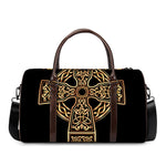 Gold Celtic Knot Cross Print Duffle Bag