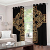 Gold Celtic Knot Cross Print Grommet Curtains