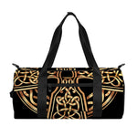 Gold Celtic Knot Cross Print Gym Bag