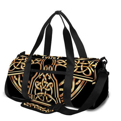 Gold Celtic Knot Cross Print Gym Bag
