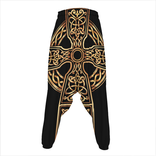 Gold Celtic Knot Cross Print Hammer Pants