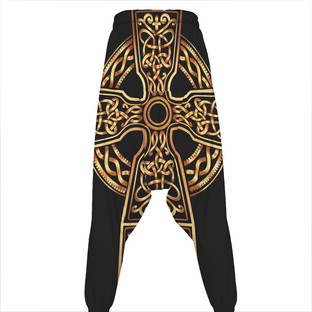 Gold Celtic Knot Cross Print Hammer Pants