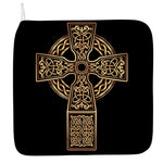 Gold Celtic Knot Cross Print Hand Towel