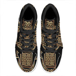 Gold Celtic Knot Cross Print High Top Leather Sneakers