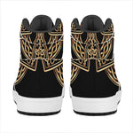 Gold Celtic Knot Cross Print High Top Leather Sneakers