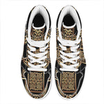 Gold Celtic Knot Cross Print High Top Leather Sneakers