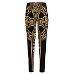 Gold Celtic Knot Cross Print High-Waisted Pocket Leggings