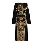 Gold Celtic Knot Cross Print Hooded Bathrobe