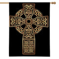 Gold Celtic Knot Cross Print House Flag