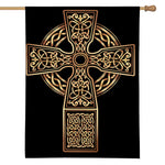 Gold Celtic Knot Cross Print House Flag