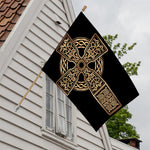 Gold Celtic Knot Cross Print House Flag