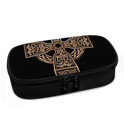 Gold Celtic Knot Cross Print Insulin Cooler Travel Case