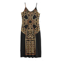 Gold Celtic Knot Cross Print Jersey Midi Cami Dress