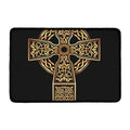 Gold Celtic Knot Cross Print Kitchen Mat