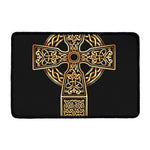 Gold Celtic Knot Cross Print Kitchen Mat