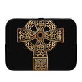 Gold Celtic Knot Cross Print Laptop Sleeve