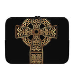 Gold Celtic Knot Cross Print Laptop Sleeve