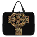 Gold Celtic Knot Cross Print Laptop Sleeve With Handle