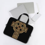Gold Celtic Knot Cross Print Laptop Sleeve With Handle