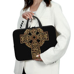 Gold Celtic Knot Cross Print Laptop Sleeve With Handle