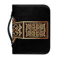 Gold Celtic Knot Cross Print Leather Bible Cover