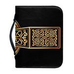 Gold Celtic Knot Cross Print Leather Bible Cover