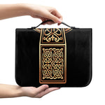Gold Celtic Knot Cross Print Leather Bible Cover