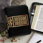 Gold Celtic Knot Cross Print Leather Bible Cover