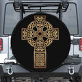 Gold Celtic Knot Cross Print Leather Spare Tire Cover
