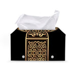 Gold Celtic Knot Cross Print Leather Tissue Box Cover
