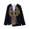 Gold Celtic Knot Cross Print Long Sleeve Short Coat