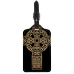 Gold Celtic Knot Cross Print Luggage Tag