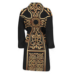 Gold Celtic Knot Cross Print Men's Bathrobe