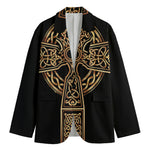 Gold Celtic Knot Cross Print Men's Blazer