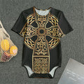 Gold Celtic Knot Cross Print Men's Bodysuit
