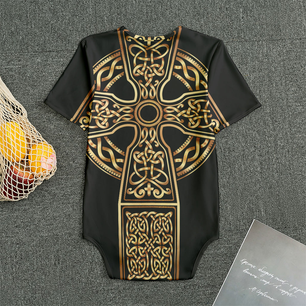 Gold Celtic Knot Cross Print Men's Bodysuit