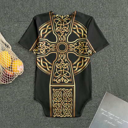 Gold Celtic Knot Cross Print Men's Bodysuit