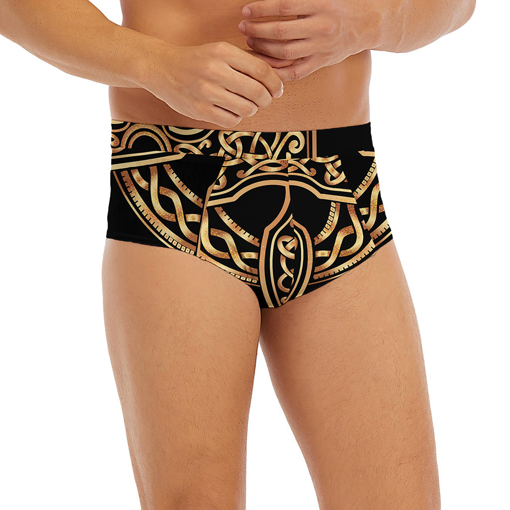 Gold Celtic Knot Cross Print Men's Briefs