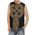 Gold Celtic Knot Cross Print Men's Fitness Tank Top