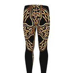 Gold Celtic Knot Cross Print Men's leggings