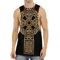 Gold Celtic Knot Cross Print Men's Muscle Tank Top