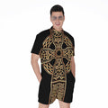 Gold Celtic Knot Cross Print Men's Romper