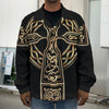 Gold Celtic Knot Cross Print Men's Shirt Jacket