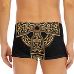Gold Celtic Knot Cross Print Men's Short Boxer Briefs