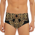 Gold Celtic Knot Cross Print Men's Triangle Swim Briefs